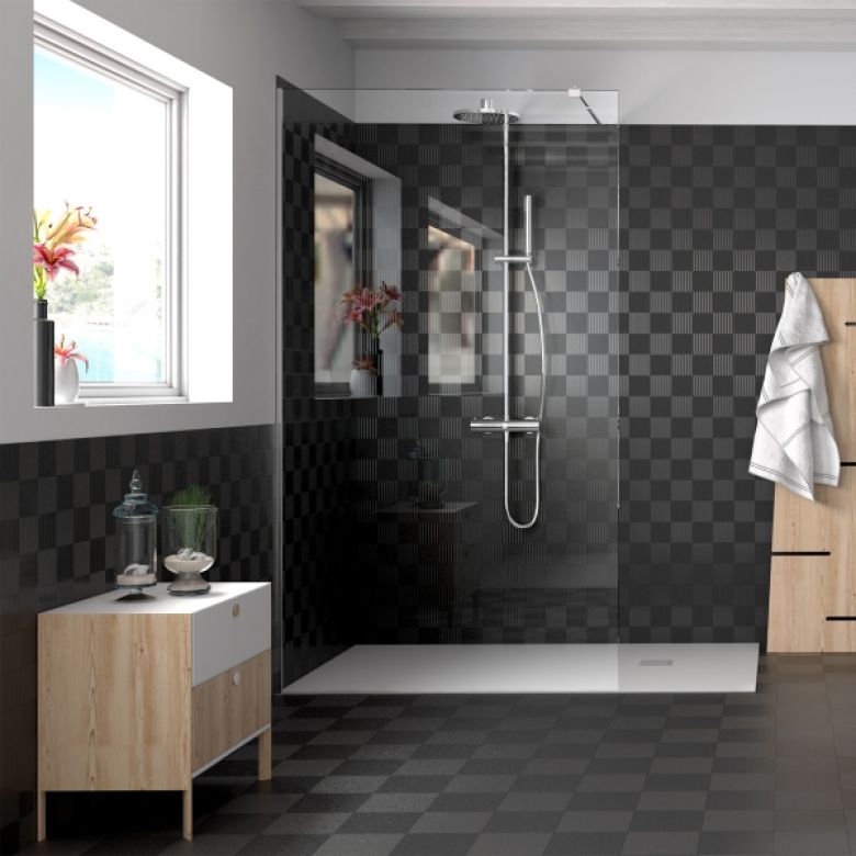 Fijo de ducha de acero inoxidable y cristal