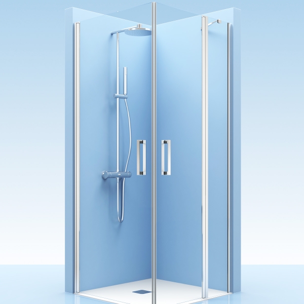 Puertas abatibles con fijo de ducha en esquina - Ideal Mamparas