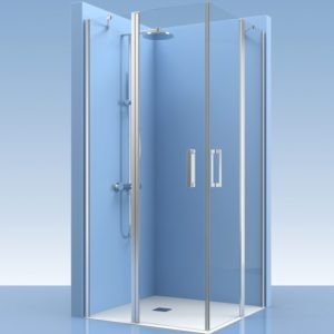 Puertas de ducha con fijos de cristal en esquina