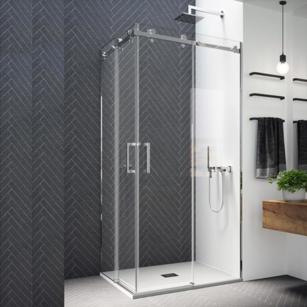 Mampara de ducha angular de alta calidad de acero inoxidable 304 y cristal de seguridad