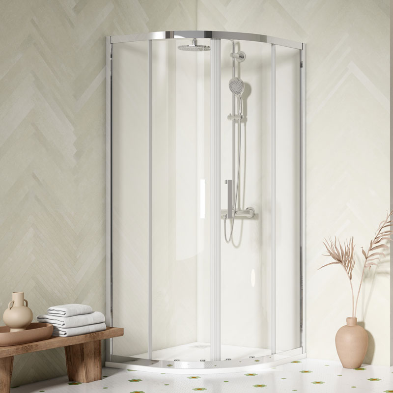 Mampara de ducha semirredonda 80 x 80 vidrio transparente Ponsi