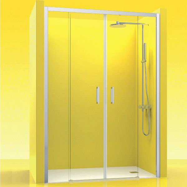 Mampara de ducha de 2 fijos y una puerta corredera de acero inoxidable -  Ideal Mamparas