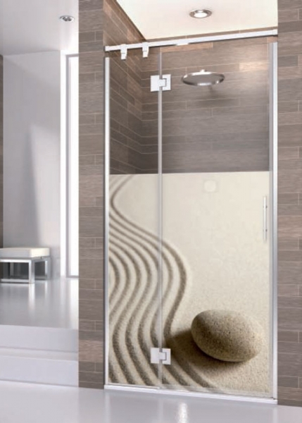 Mampara de ducha 90x90 con lateral fijo y puerta batiente en cristal  transparente de 8 mm