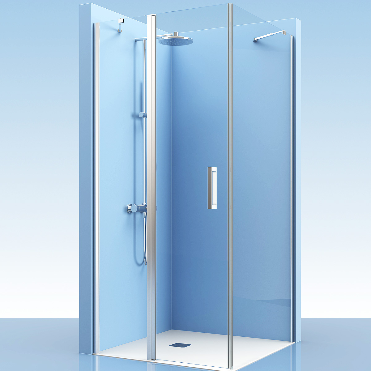 Mampara de ducha de una puerta batiente con apertura hacia fuera - Ideal  Mamparas