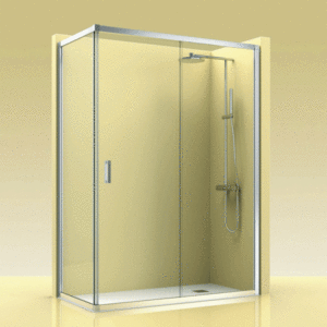 mamparas de ducha corredera con marco de aluminio y lateral fijo en oferta