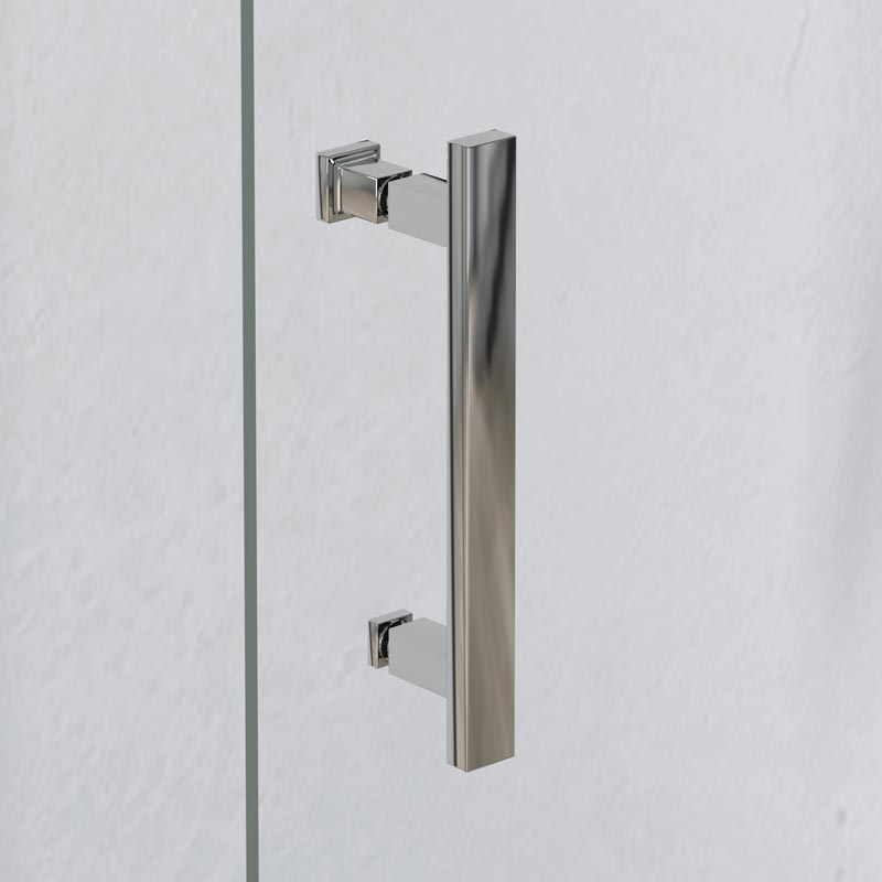 Mamparas de ducha de 1 puerta abatible en plata brillo y negro - Ideal  Mamparas