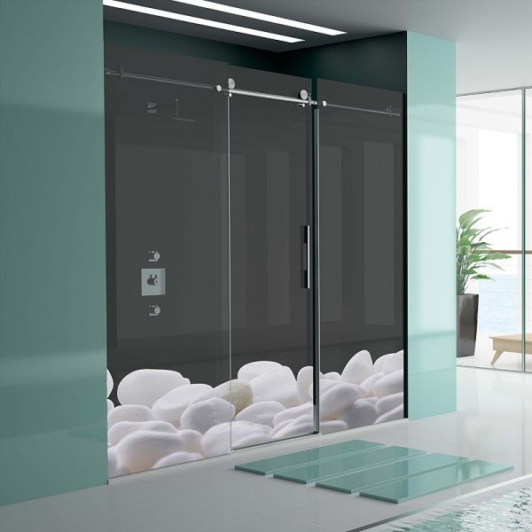 Mampara de ducha corredera de alta calidad de acero inoxidable y cristal de seguridad