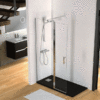 Mampara de ducha fija con puerta abatible de cristal
