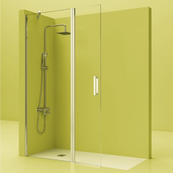  Mampara de ducha fija para baño, vidrio resistente al agua duro  (30 x 76 pulgadas, negro mate) : Herramientas y Mejoras del Hogar