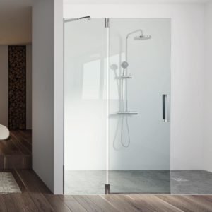 Fijo de ducha de acero inoxidable con bisagras + puerta movil y cristal 8 mm.