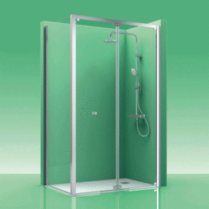 mampara de ducha plegable 2 puertas con lateral fijo