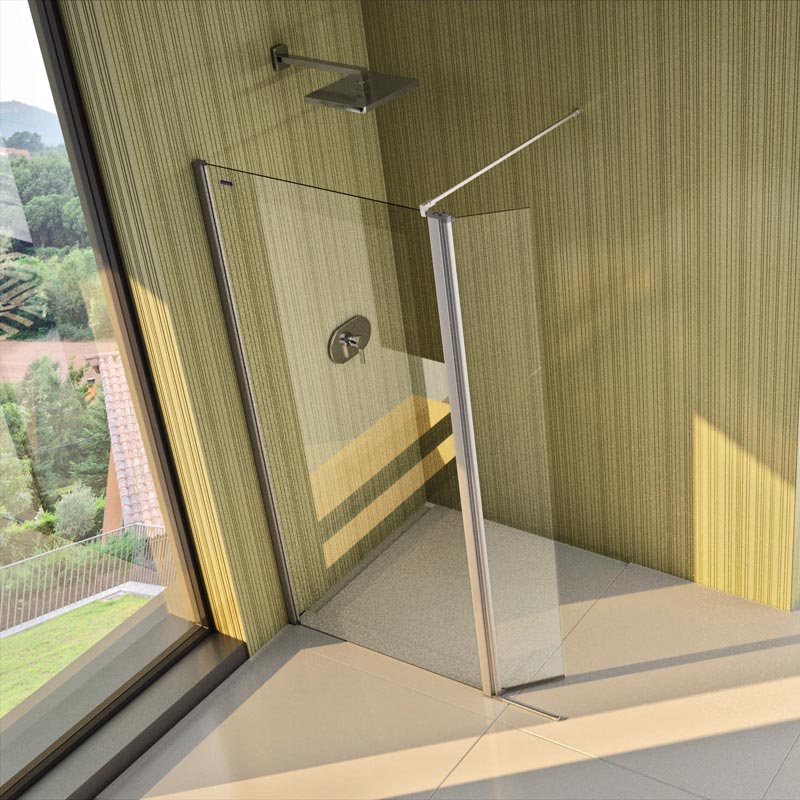 Mamparas de ducha fijas con 1 puerta abatible de cristal - Ideal Mamparas
