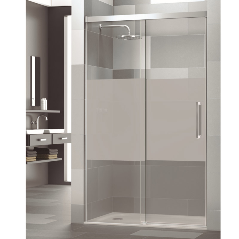 Mampara frontal de ducha 1 fijo + 1 puerta corredera de 138 a 144 cm.  Velvet — Suministros online SUMICK, S.L.