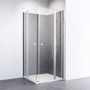 Mampara de ducha en esquina de puertas batientes DUSCHOLUX D2 Swing Angular 2 puertas abatibles con 2 segmentos fijos
