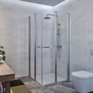 Mampara de ducha en esquina de puertas plegables DUSCHOLUX D1 Plus Giro Angular 4 Plegables