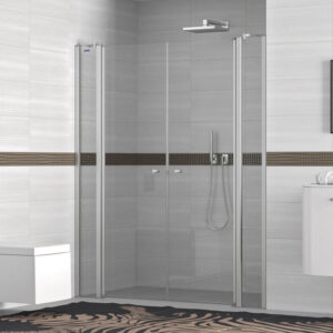 Mampara de ducha de 2 puertas batientes DUSCHOLUX D1 Plus Giro 2 fijos + 2 puertas abatibles