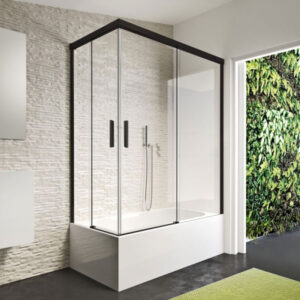 Mampara de ba&ntilde;era de puertas correderas por el v&eacute;rtice DUSCHOLUX D2 GRAVITY Bañera Angular 2 Fijos / 2 Correderas