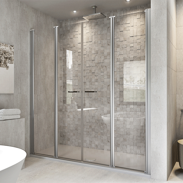 Mampara de ducha de puertas plegables DUSCHOLUX D1 Plus Giro 4 Plegables sin marco 1 Mampara de ducha de puertas plegables DUSCHOLUX D1 Plus Giro 4 Plegables sin marco
