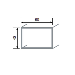 Perfil 6 x 4 cm.