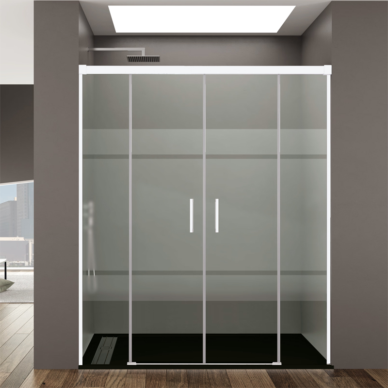 Mampara de ducha de 2 puertas correderas y 2 fijos GME Basic Spazio BLACK or WHITE 4 GME Basic Spazio BLACK or WHITE: BLANCA FROST