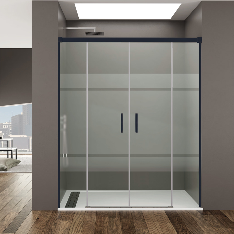 Mampara de ducha de 2 puertas correderas y 2 fijos GME Basic Spazio BLACK or WHITE 2 GME Basic Spazio BLACK or WHITE: NEGRA FROST