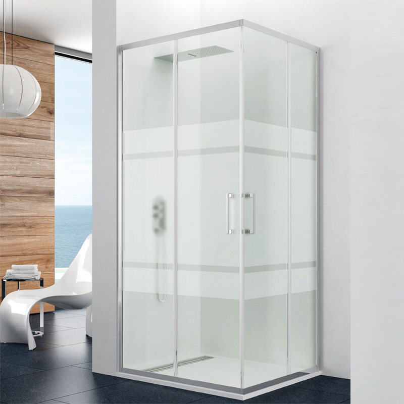 Mampara de ducha en esquina de puertas correderas GME Prestige Titan Vertice 2 ANGULAR FROST para mampara de ducha