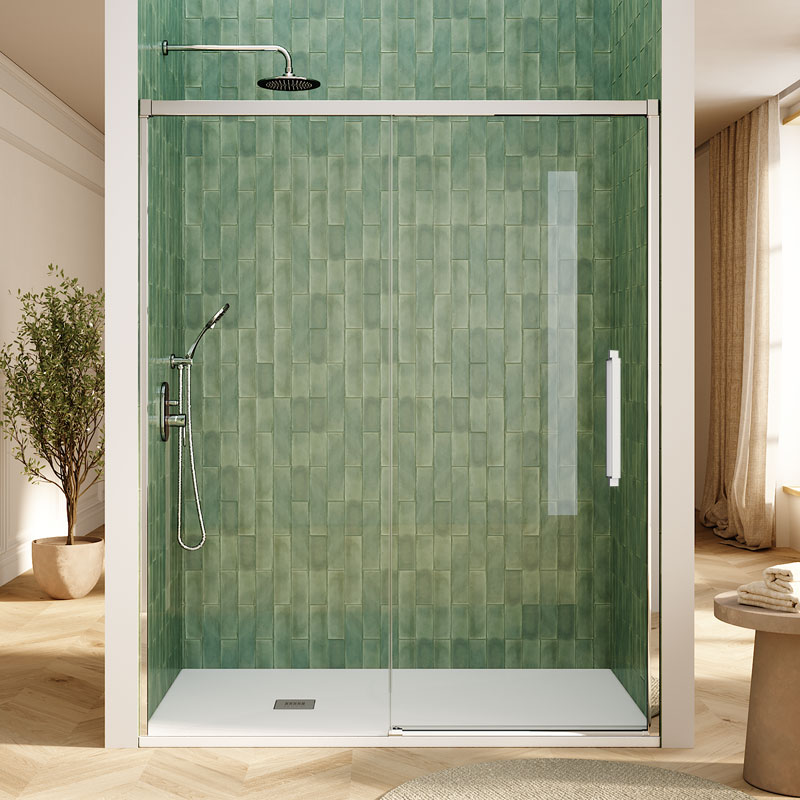 Mampara de ducha de 1 puerta corredera y 1 Fijo PROFILTEK Hit HI-210 5 HI210 Cromo Transp para mampara de ducha