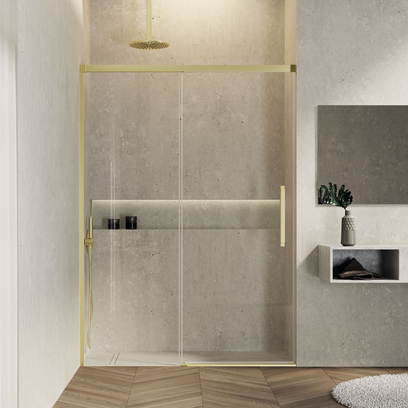 Mampara de ducha de 1 puerta corredera y 1 Fijo PROFILTEK Hit HI-210 6 HI210 Oro para mampara de ducha