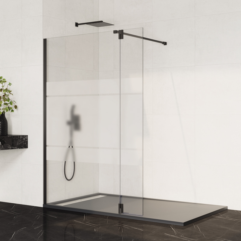 Mampara fija + abatible Ducha GME Screen Black Bisagras 4 Bisagra NEGRA FROST para mampara de ducha