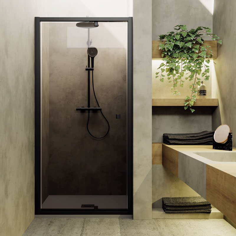 Mampara de ducha de 1 puerta batiente PROFILTEK Serena SE-310 9 SE210 Negro Bronce Riga A para mampara de ducha