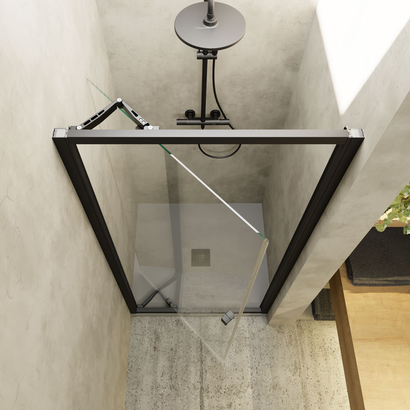 Mampara de ducha de 1 puerta batiente PROFILTEK Serena SE-310 11 SE210 Negro Transp Riga D para mampara de ducha