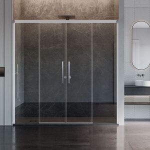 Mampara de ducha de 2 puertas correderas y 2 fijos PROFILTEK Wind WI-225