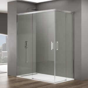 Mampara de ducha en esquina de puertas correderas GME Basic Angular