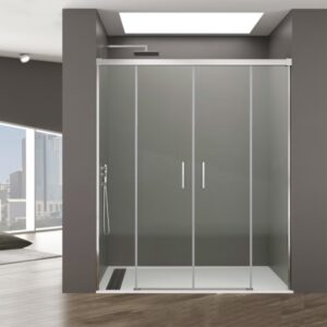 Mampara de ducha de 2 puertas correderas y 2 fijos GME Basic Spazio