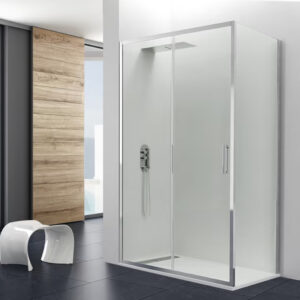 Mampara de ducha de 1 puerta corredera y 1 Fijo GME Prestige Titan Frontal + Lateral