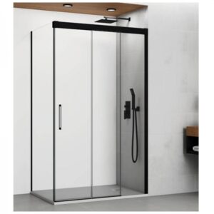 Mampara de ducha de puertas correderas GME Trio Black Frontal + Lateral