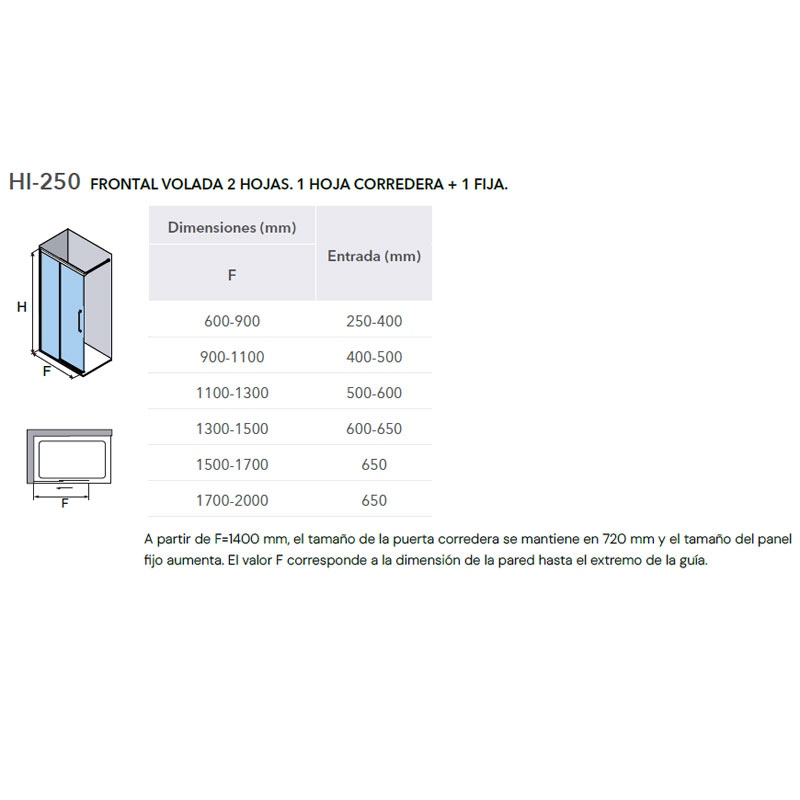 Mampara de ducha de 1 puerta corredera y 1 Fijo PROFILTEK Hit HI-250 13 Mampara de ducha de 1 puerta corredera y 1 Fijo PROFILTEK Hit HI-250