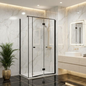 Mampara de ducha de puertas plegables JV/FDP600+Lateral, modelo JV FDP600 Lateral