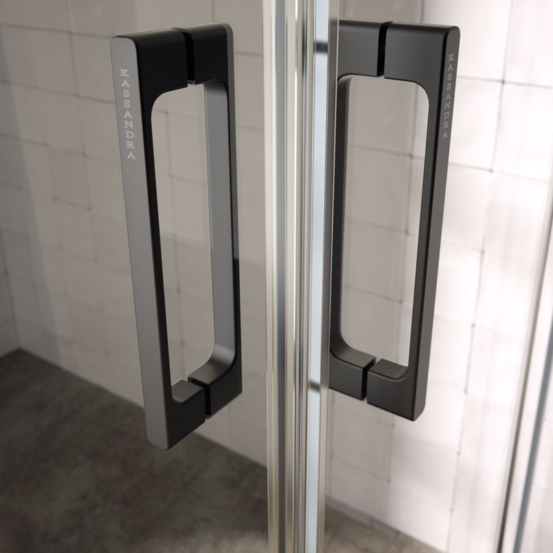 Mampara de ducha de 2 puertas correderas y 2 fijos KASSANDRA Glase GS 100 7 Tirador para mampara de ducha