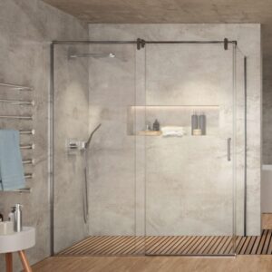 Mampara de ducha de 1 puerta corredera y 1 Fijo KASSANDRA Slim LM 102