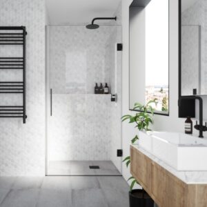 Mampara de ducha de 1 puerta batiente QR/FDB800, modelo QR FDB800