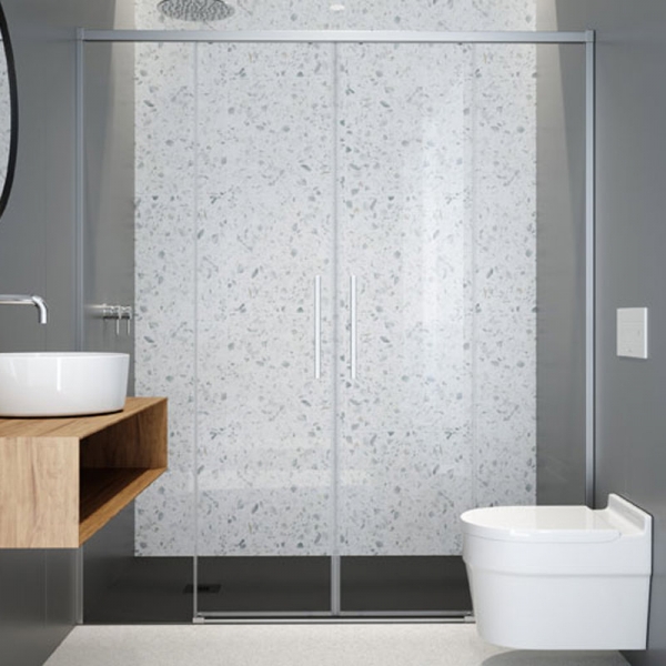 Mampara de ducha de 2 puertas correderas y 2 fijos PROFILTEK Salma SA-325 1 Mampara de ducha de 2 puertas correderas y 2 fijos PROFILTEK Salma SA-325