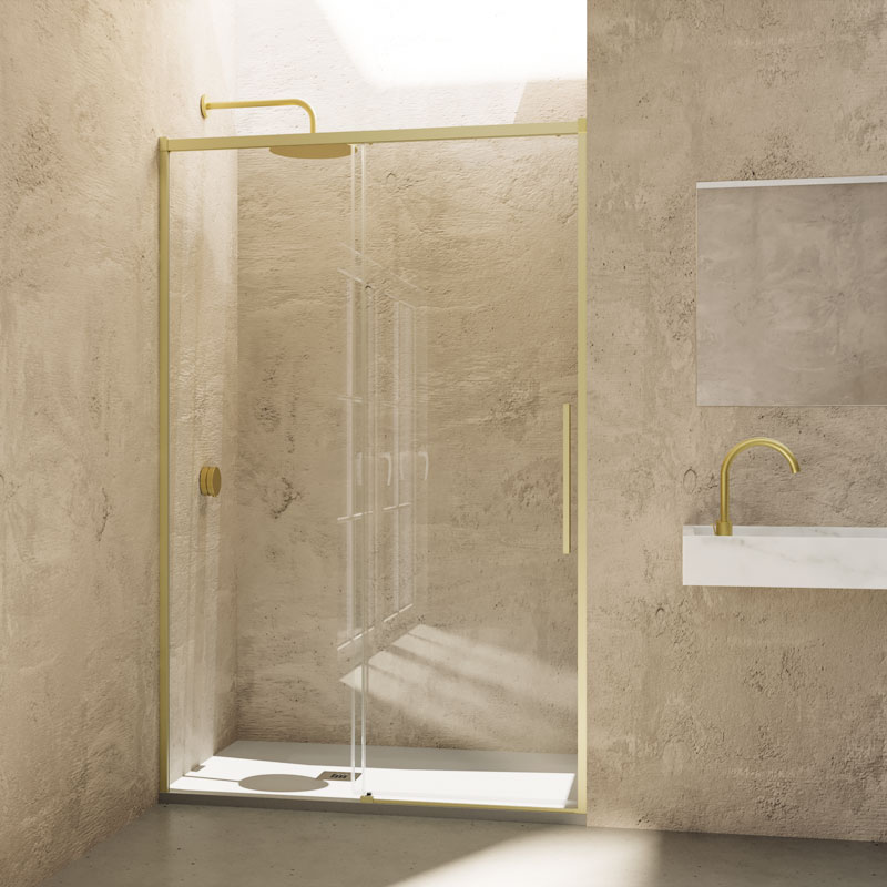 Mampara de ducha de 1 puerta corredera y 1 Fijo PROFILTEK Salma SA-310 4 Profltek oro para mampara de ducha