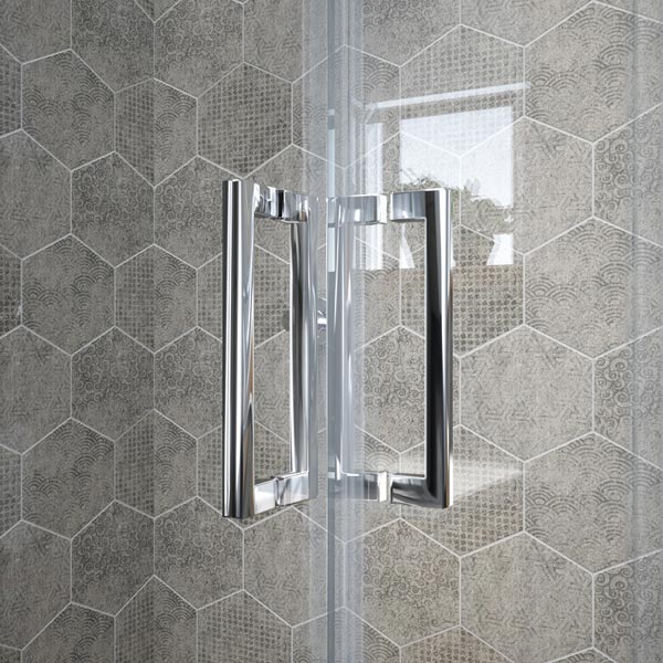 Mampara de ducha de 2 puertas correderas y 2 fijos AL/FDC340 3 Tirador para mampara de ducha