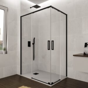 Mampara de ducha en esquina de puertas correderas GME Twenty Black Angular