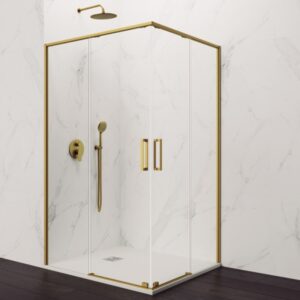 Mampara de ducha en esquina de puertas correderas GME Twenty Gold Angular