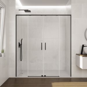 Mampara de ducha de 2 puertas correderas y 2 fijos GME Twenty Spazio Black