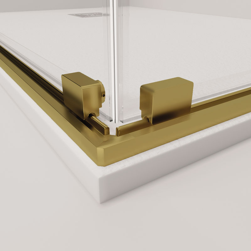 Mampara de ducha en esquina de puertas correderas GME Twenty Gold Angular 7 Guia inferior oro para mampara de ducha