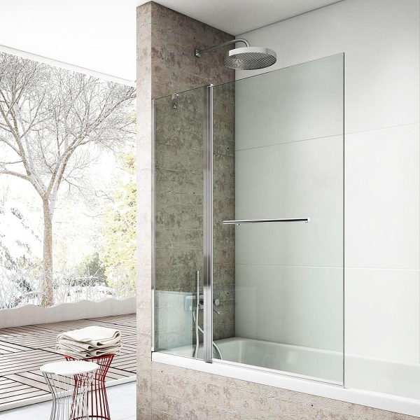 Mampara de bañera 1 hoja con segmento fijo KR/PF400 1 Mampara de bañera 1 hoja con segmento fijo KR/PF400, modelo KR PF400