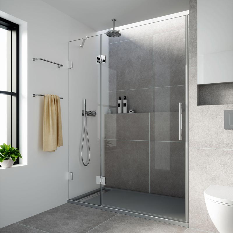 Acero inoxidable panel de ducha sin marco puerta fijo cromo barra de apoyo para 1/4 a 3/8 de grosor cristal por M-Home 